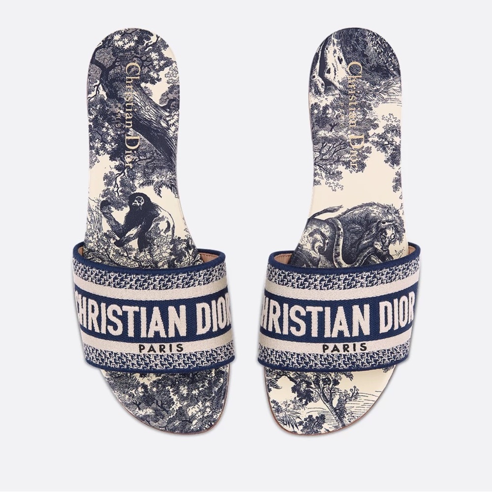 Lightly worn, great condition, Christian Dior Blue and White Slides
